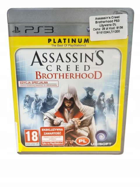 Assassin's Creed Brotherhood PS3 PlayStation 3 Gra na Płycie Assassin's Creed Brotherhood PS3 PlayStation 3 Gra na Płycie