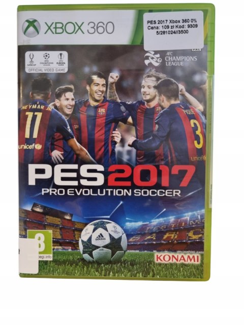 PES 2017 Microsoft Xbox 360 Gra na Płycie PES 2017 Microsoft Xbox 360 Gra na Płycie