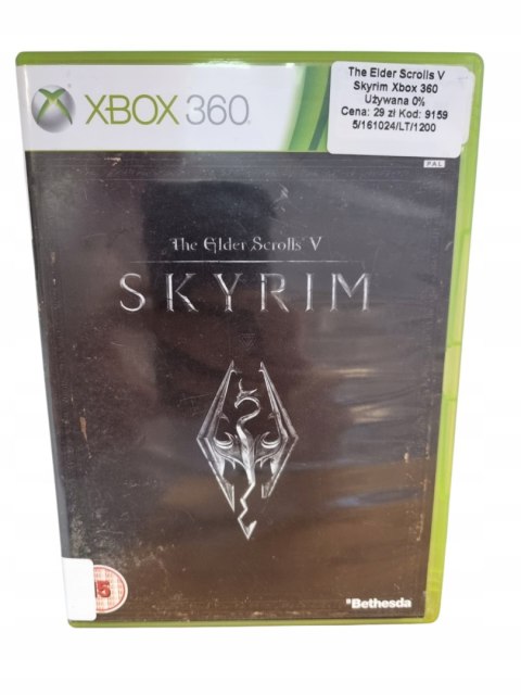 THE ELDER SCROLLS V SKYRIM Microsoft Xbox 360 Gra na Płycie THE ELDER SCROLLS V SKYRIM Microsoft Xbox 360 Gra na Płycie