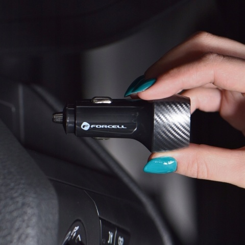 Ładowarka samochodowa Forcell F-Energy Carbon 2 x USB A QC3.0 3A 36W CC50-2A czarna