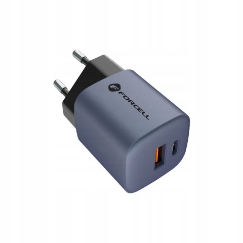 Ładowarka sieciowa do telefonu Forcell F-Energy GaN USB C + USB A QC4.0 PD 3A 33W VT-31 szara