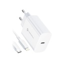 Ładowarka sieciowa do telefonu Forcell F-Energy USB C QC4.0 PD 3A 20W + kabel USB C do Lightning TFK-TC-20WPD biała