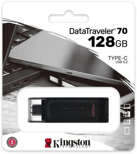 Kingston pendrive 128GB USB-C DT70 czarny