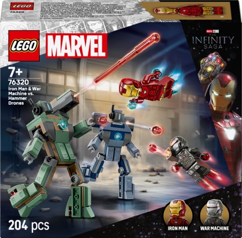 LEGO 76320 Marvel Iron Man i War Machine kontra drony Hammera