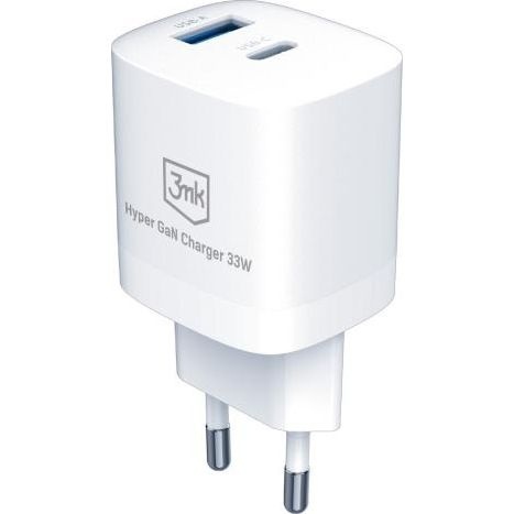 Ładowarka sieciowa USB-C USB-A 3mk Hyper GaN Charger 33W White