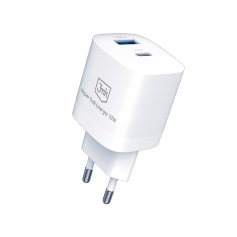 Ładowarka sieciowa USB-C USB-A 3mk Hyper GaN Charger 33W White