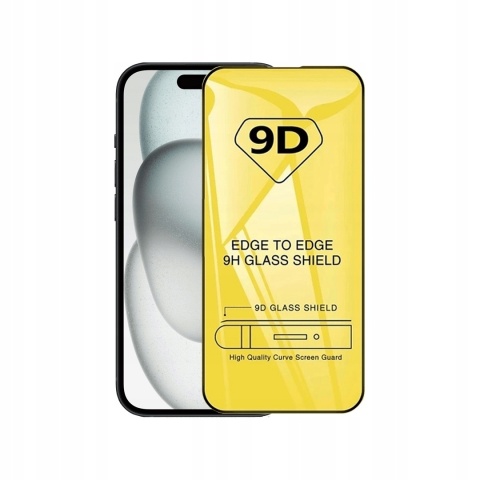 Szkło hartowane 9D do iPhone 15 6,1 / 16 6,1 czarna ramka