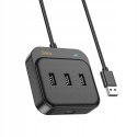 HOCO adapter HUB 4w1 USB do USB2.0*3+RJ45 100 Mbps