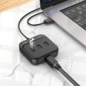 HOCO adapter HUB 4w1 USB do USB2.0*3+RJ45 100 Mbps