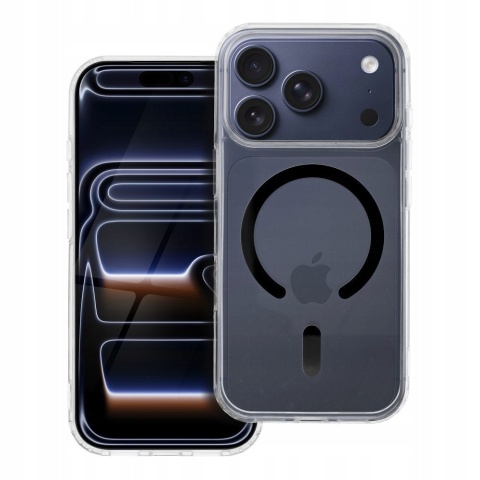 Etui na iPhone 17 PRO Drop Glue Colorful Ring Mag Cover zgodne z MagSafe czarne