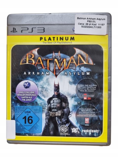 BATMAN ARKHAM ASYLUM PS3 Playstation 3 Używana BATMAN ARKHAM ASYLUM PS3 Playstation 3 Używana