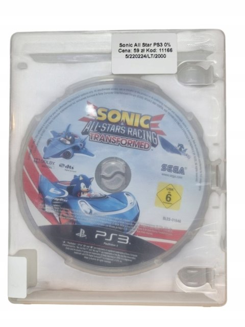 Sonic & All-Stars Racing Transformed PS3 Playstation 3 Używana Sonic & All-Stars Racing Transformed PS3 Playstation 3 Używana
