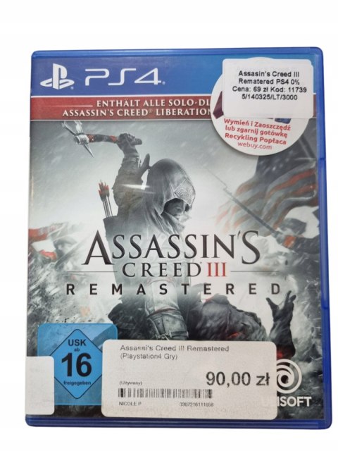 Assassin's Creed III & Liberation Remastered Playstation 4 PS4 Używana Assassin's Creed III & Liberation Remastered Playstation 4 PS4 Używana