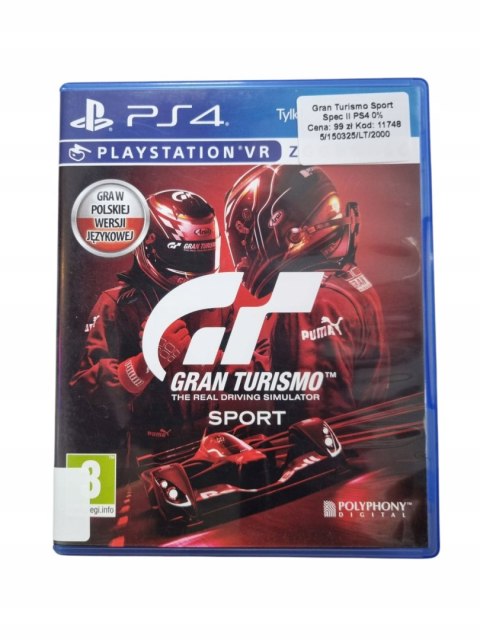 Gran Turismo Sport Spec II Playstation 4 PS4 Używana Gran Turismo Sport Spec II Playstation 4 PS4 Używana