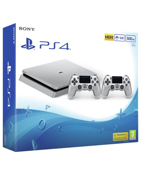 PlayStation 4 Slim 500GB PS4 Silver + 2 Pady Dualshock 4 | Używane PlayStation 4 Slim 500GB PS4 Silver + 2 Pady Dualshock 4 | Używane