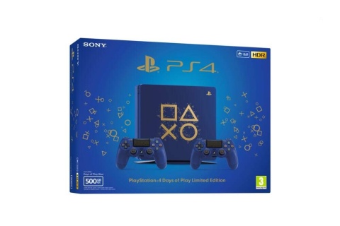 Konsola PlayStation 4 Slim 500 GB Days of Play + 2 Pady DualShock 4 Używana Konsola PlayStation 4 Slim 500 GB Days of Play + 2 Pady DualShock 4 Używana