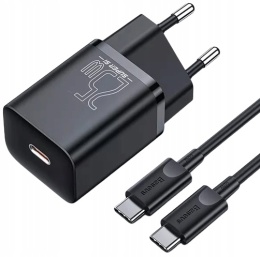 Baseus ładowarka sieciowa Super Si PD 25W 1x USB-C czarna + kabel USB-C - USB-C
