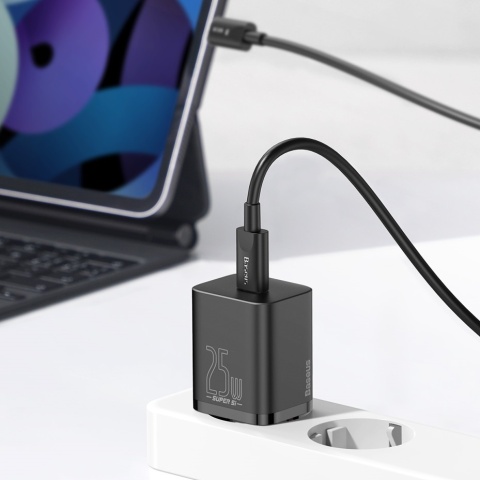 Baseus ładowarka sieciowa Super Si PD 25W 1x USB-C czarna + kabel USB-C - USB-C