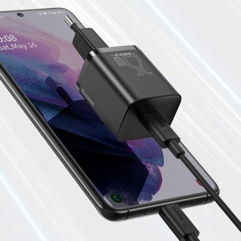 Baseus ładowarka sieciowa Super Si PD 25W 1x USB-C czarna + kabel USB-C - USB-C