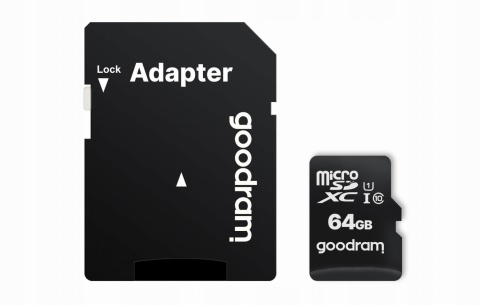 GOODRAM karta pamięci microSD 64GB 100MB/s class 10 UHS I z adapterem SD