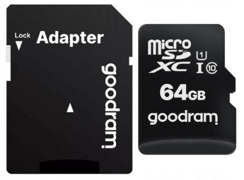 GOODRAM karta pamięci microSD 64GB 100MB/s class 10 UHS I z adapterem SD