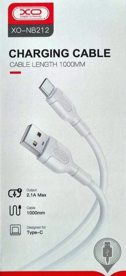 XO kabel NB212 USB - USB-C 1,0 m 2,1A biały